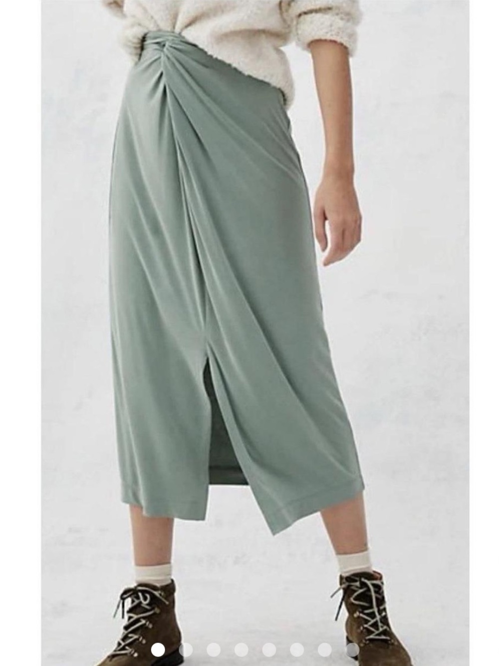Anthropologie Light Sage Green Knot-Front Maxi Skirt size Small